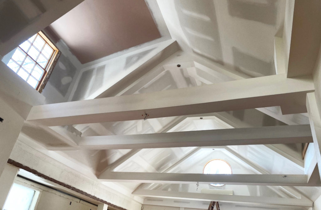 vaulted ceiling drywalled